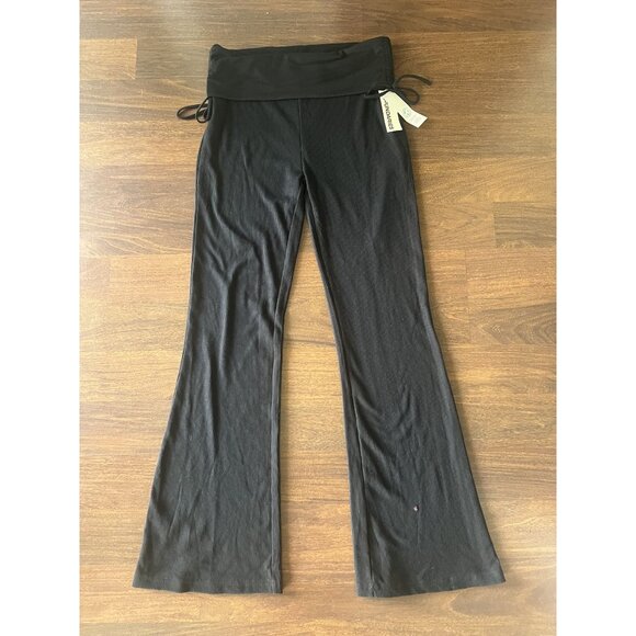 NWT No Boundaries Ribbed Black Foldover Flare Yoga Pants M (8–10) Juniors - Picture 1 of 5